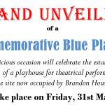 Theatre blue plaque unveiling: 31st May 2019